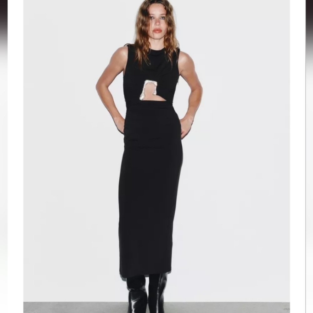 Zara Sparkly Draped Cutout Dress